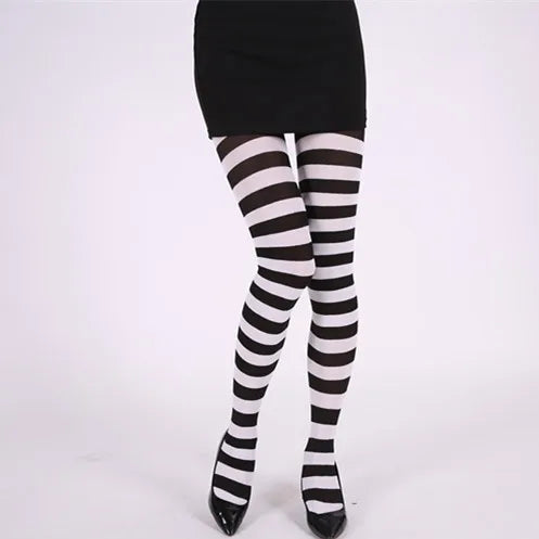 Rainbow Striped Goth Punk High Waist Pantyhose