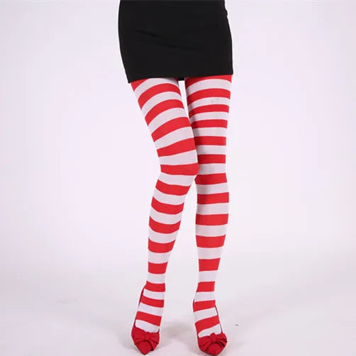 Rainbow Striped Goth Punk High Waist Pantyhose