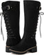 GLOBALWIN Women's Lace Up Back Knee High Fashion Boots
