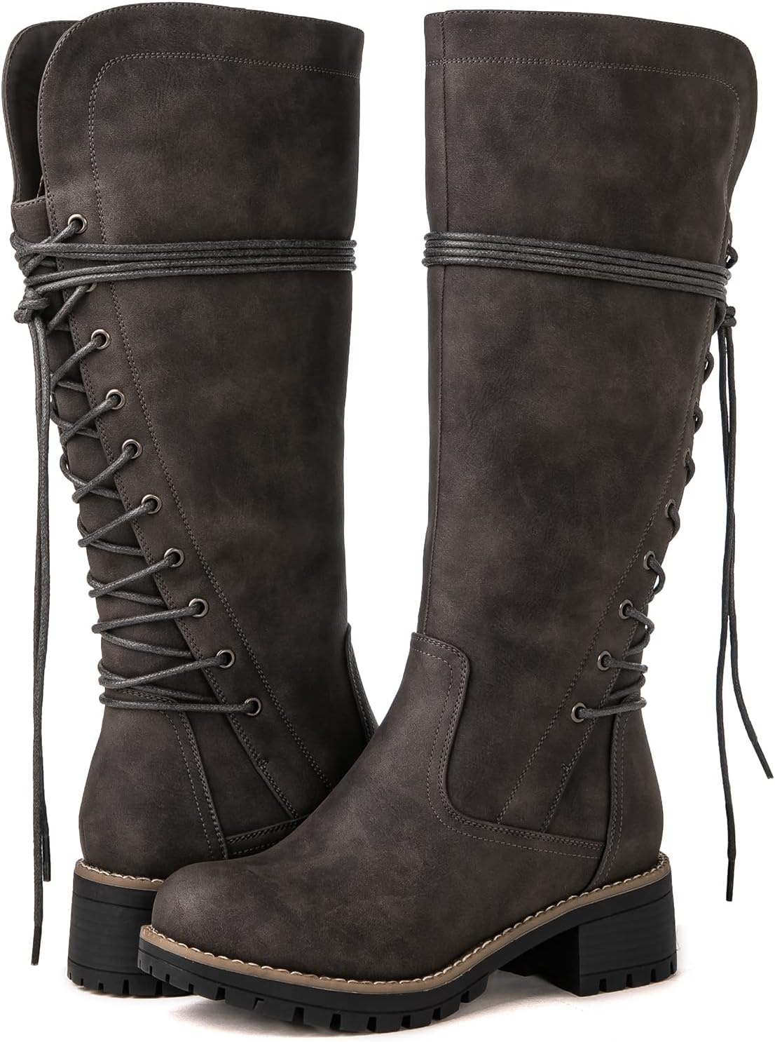 GLOBALWIN Women's Lace Up Back Knee High Fashion Boots Secondary image