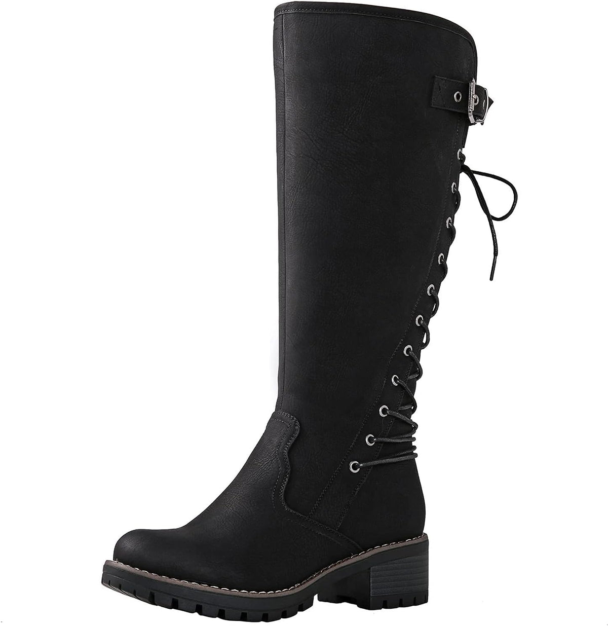 GLOBALWIN Women's Lace Up Back Knee High Fashion Boots