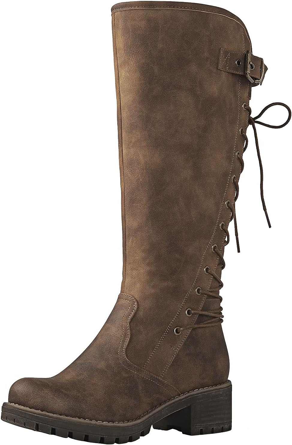GLOBALWIN Women's Lace Up Back Knee High Fashion Boots