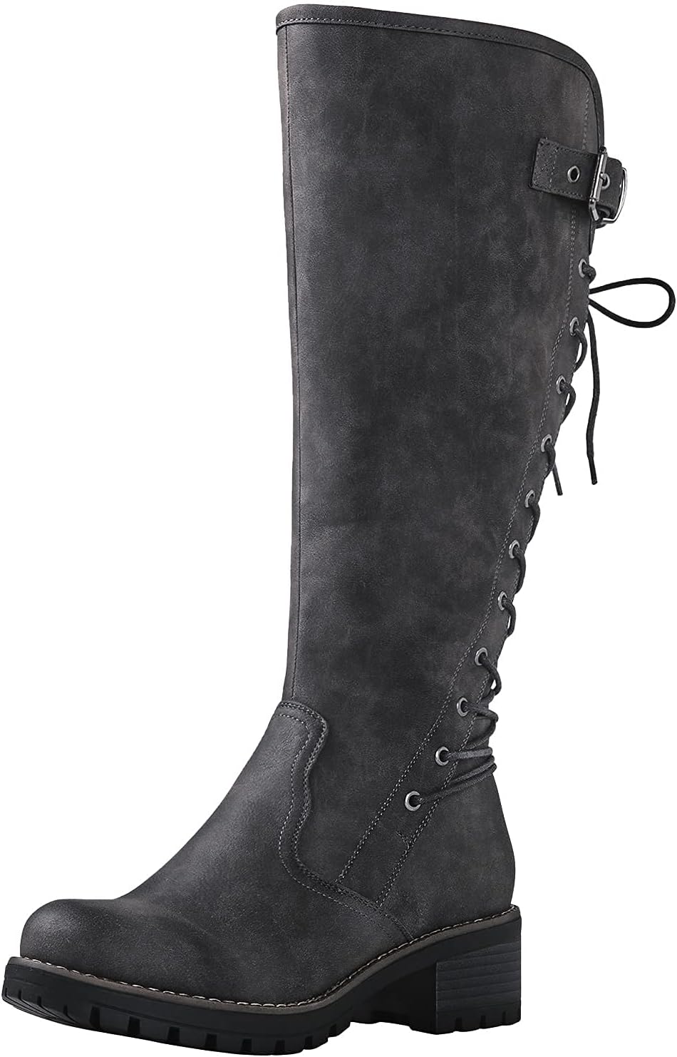 GLOBALWIN Women's Lace Up Back Knee High Fashion Boots