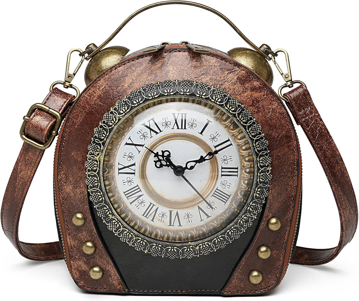 PVC Clock-Shaped Crossbody Handbag