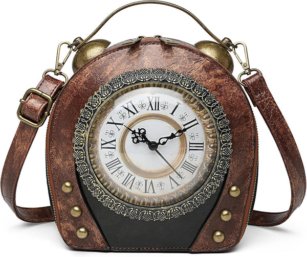 PVC Clock-Shaped Crossbody Handbag