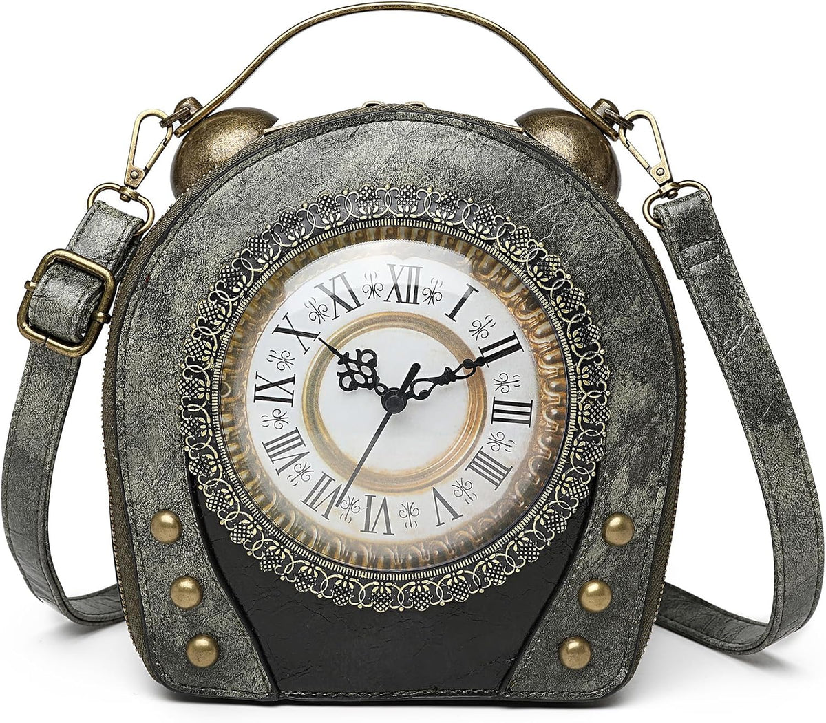 PVC Clock-Shaped Crossbody Handbag