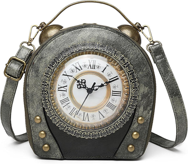 PVC Clock-Shaped Crossbody Handbag