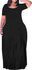 Plus Size Maxi Dress for Women Summer Short Sleeve Casual Sundress