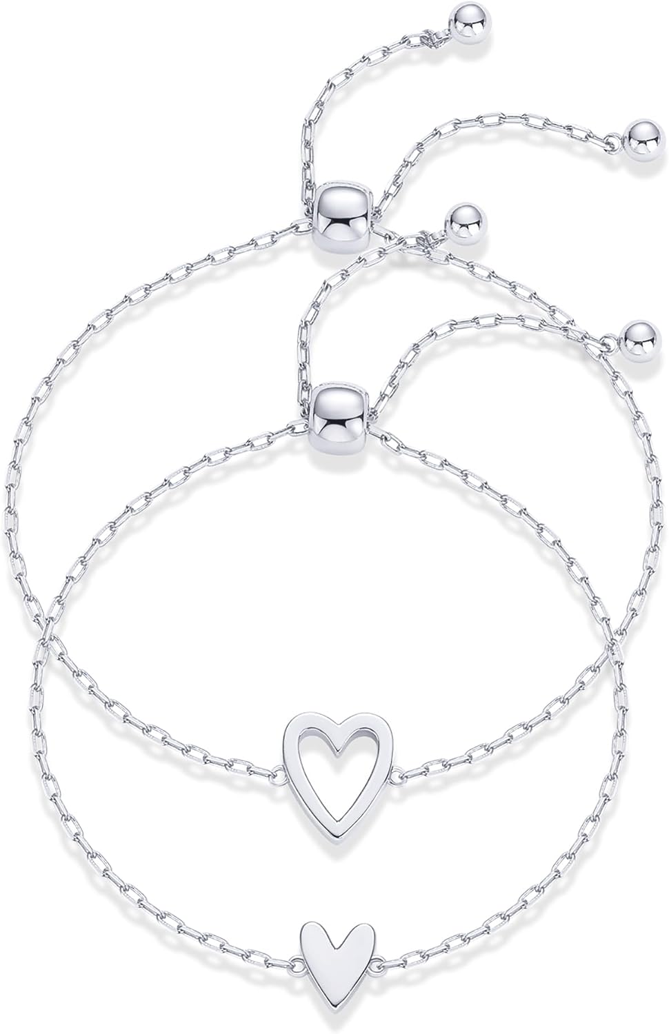 PAVOI Friendship Bracelets for Women, 14K Gold Plated Heart Charm Set