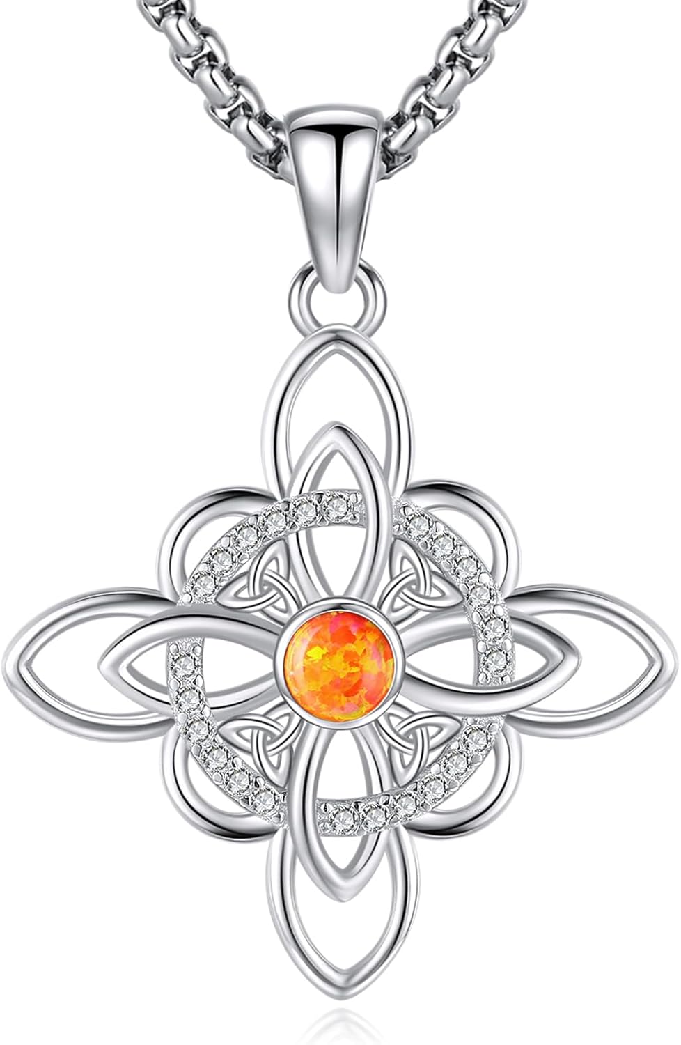 Sterling Silver Pentagram Necklace Triple Moon Tetragrammaton