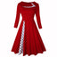 Dress Rockabilly Polka Dot Print Sexy Patchwork Long Sleeve High Waist Swing Casual Party Midi Vestidos Robe