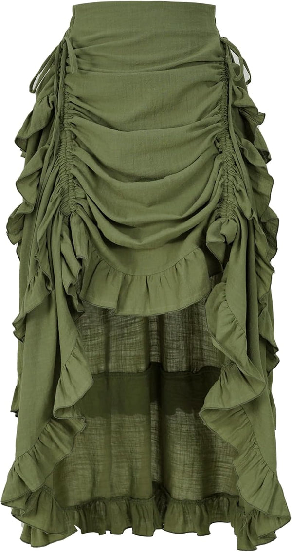 Women's Renaissance Skirt Pirate High-Low Ruffle Maxi Skirts