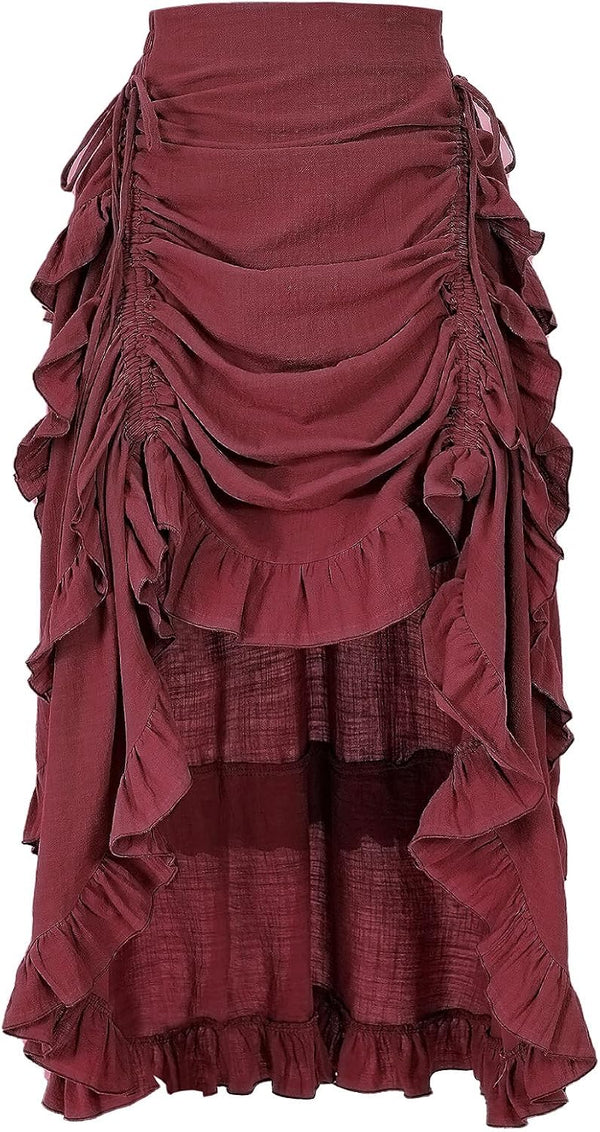 Women's Renaissance Skirt Pirate High-Low Ruffle Maxi Skirts