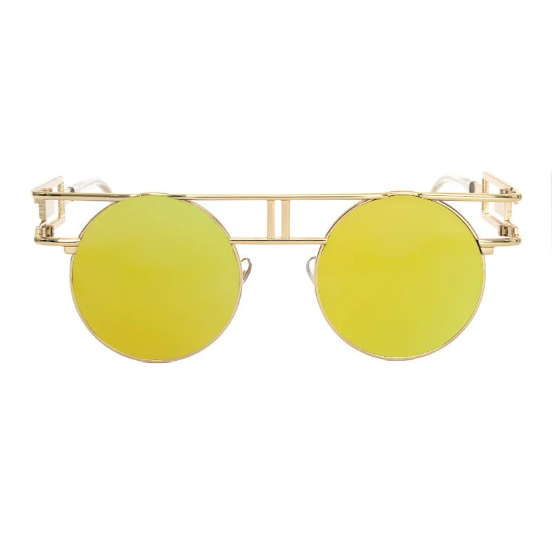 Big Frame Round Alloy Mirror Steampunk Sunglasses