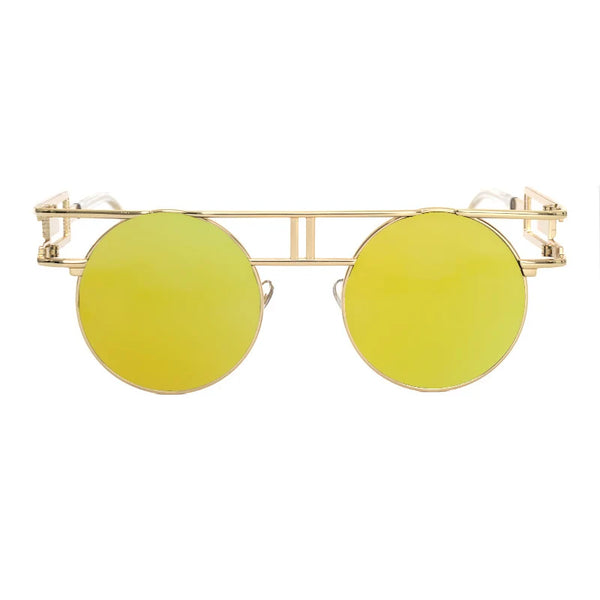 Big Frame Round Alloy Mirror Steampunk Sunglasses