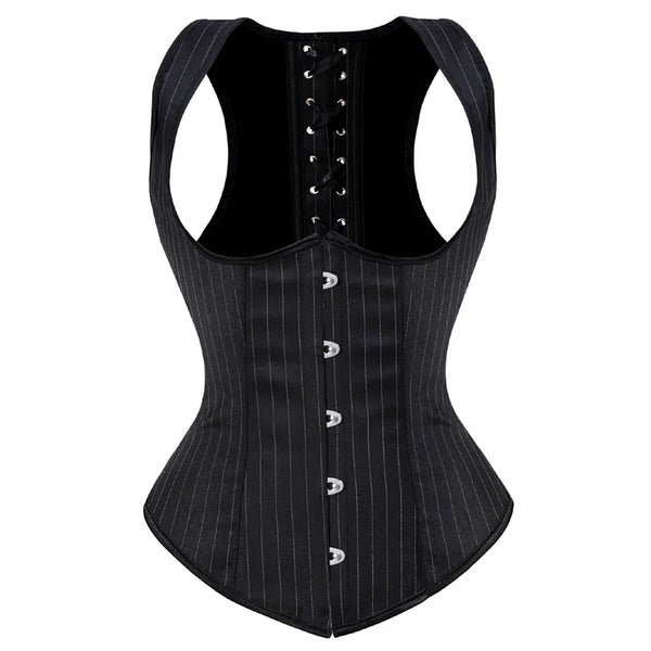 Lace-Up Striped Underbust Corset – Plus Size
