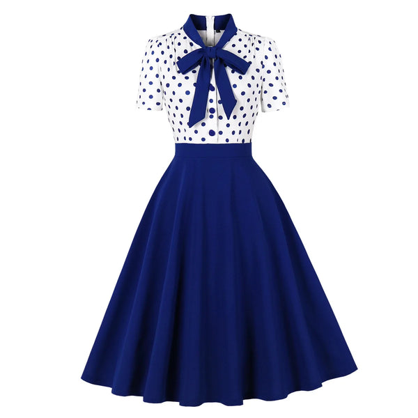Polka Dot Vintage Swing Dress - 1950s Rockabilly Pin-Up Style