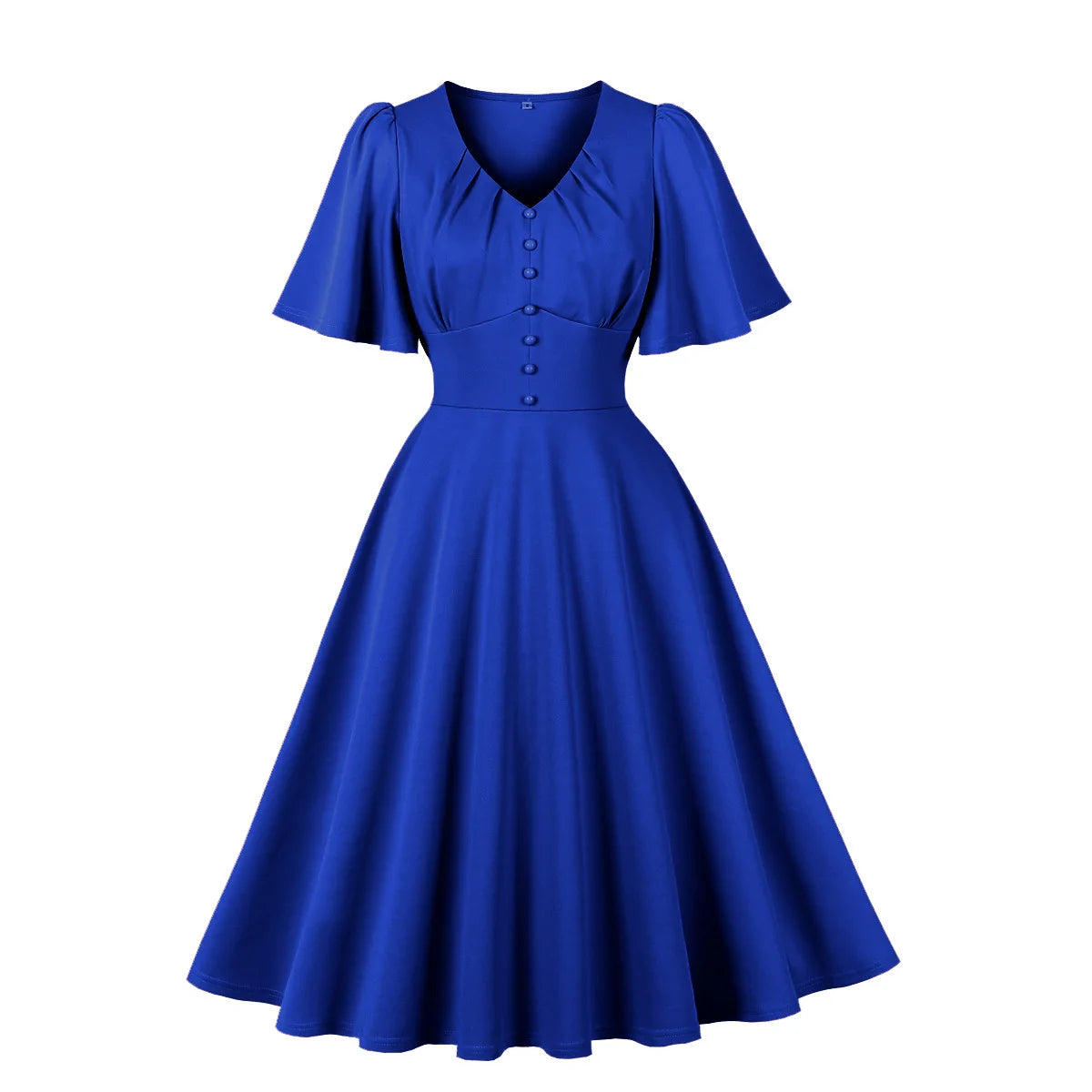 Vintage Swing Dress - V-Neck - 1950s Rockabilly Pin-Up Style