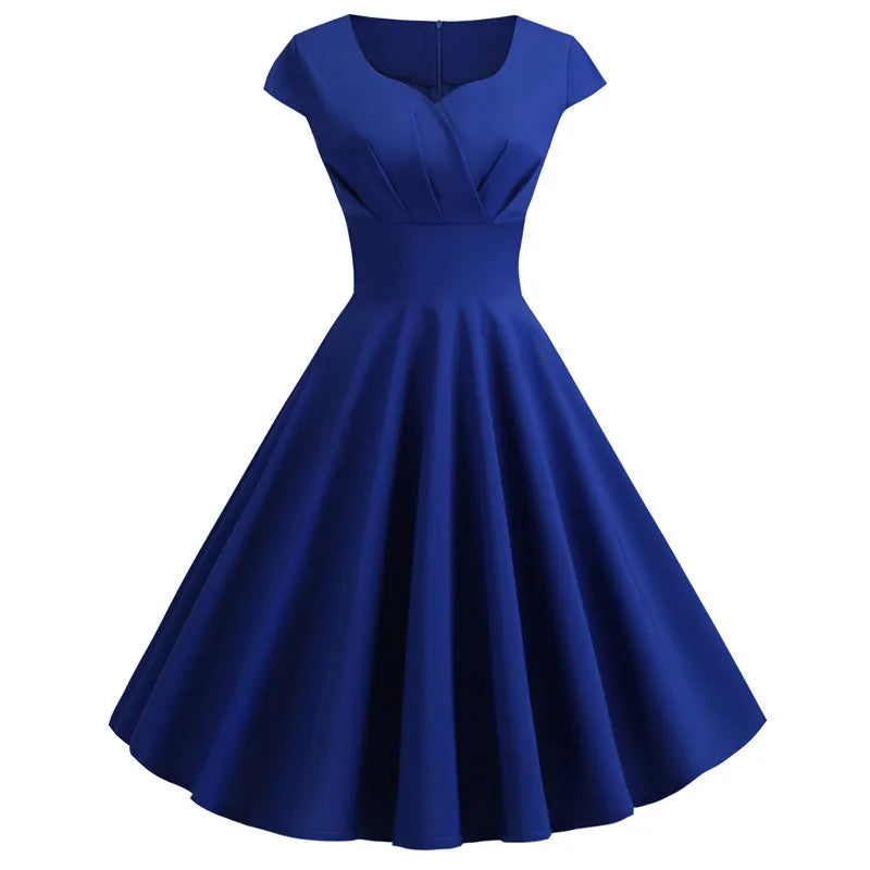 Pink Summer Dress V Neck Robe pin up Party Office Midi Dresses