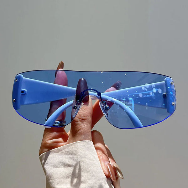 Rimless Rivet One-Piece Y2K Steampunk Sunglasses