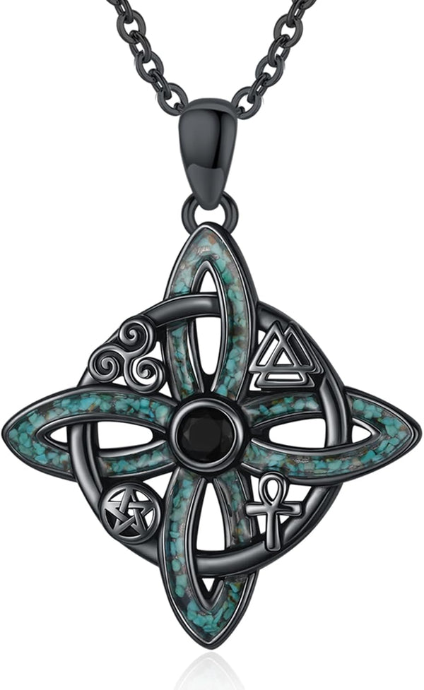 Sterling Silver Pentagram Necklace Triple Moon