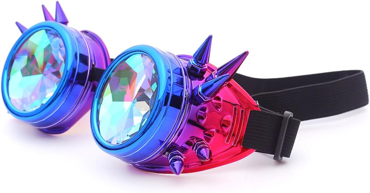 Kaleidoscope Rainbow Prism Steampunk Rave Goggles