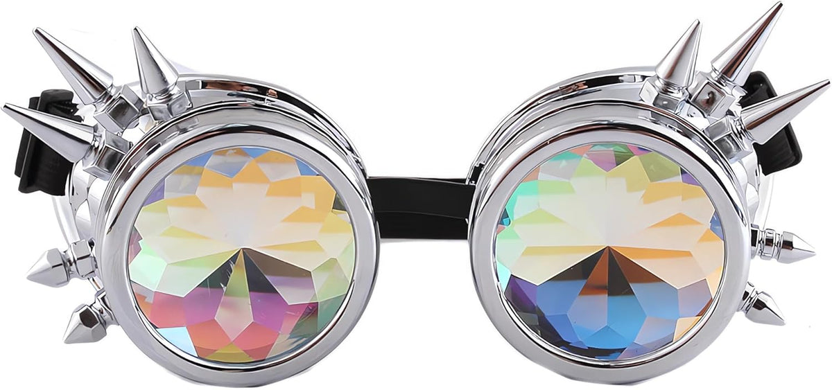 Kaleidoscope Rainbow Prism Steampunk Rave Goggles