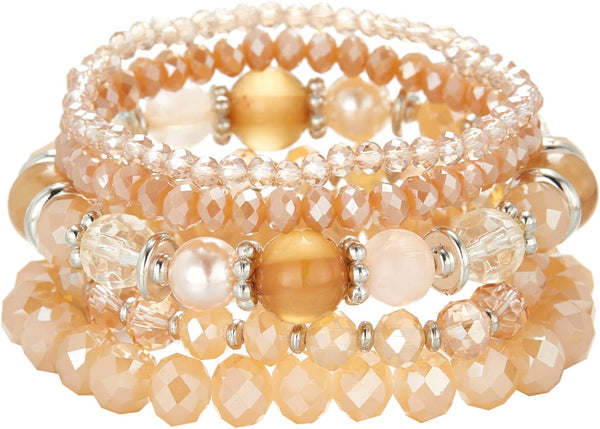 Noessla Beaded Boho Stretch Bracelet Colorful Stackable Crystal Beads Bracelets Trendy Costume Jewelry Mothers Day Gifts for Women