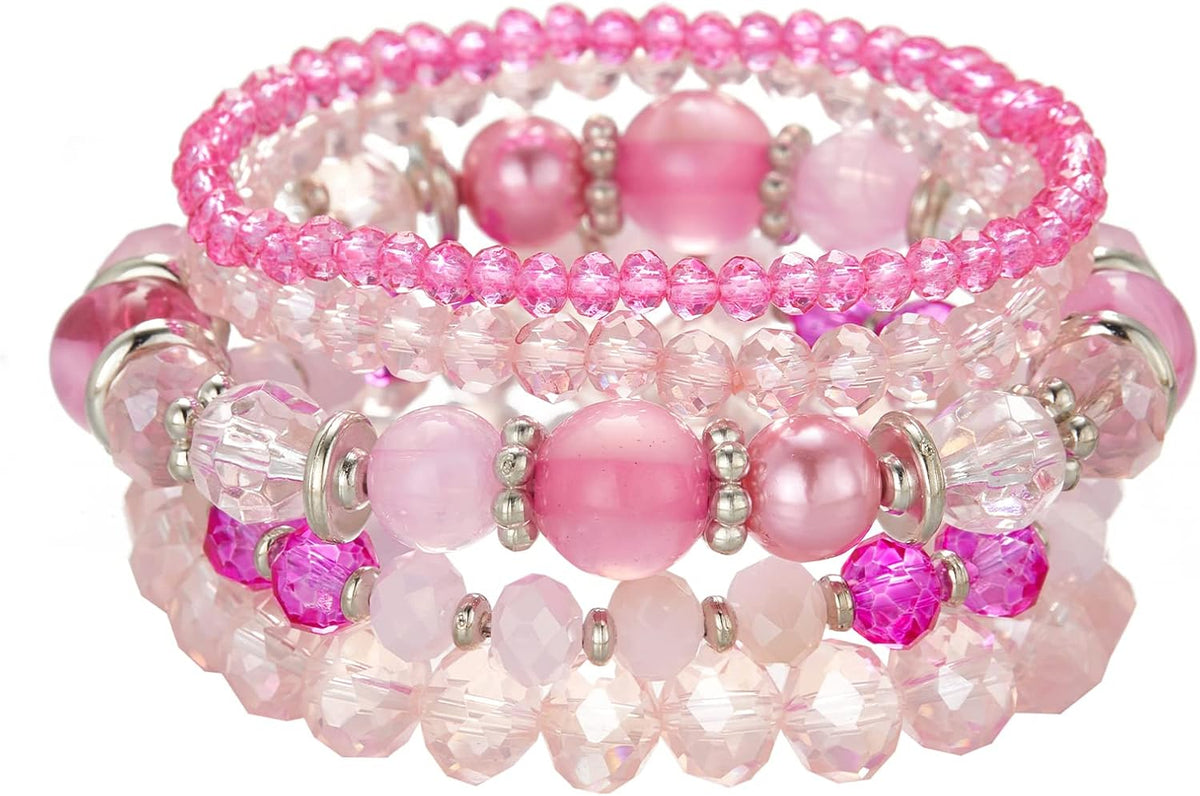 Noessla Beaded Boho Stretch Bracelet Colorful Stackable Crystal Beads Bracelets Trendy Costume Jewelry Mothers Day Gifts for Women Main image