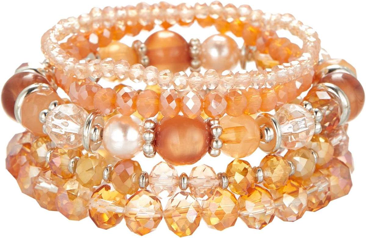 Noessla Beaded Boho Stretch Bracelet Colorful Stackable Crystal Beads Bracelets Trendy Costume Jewelry Mothers Day Gifts for Women