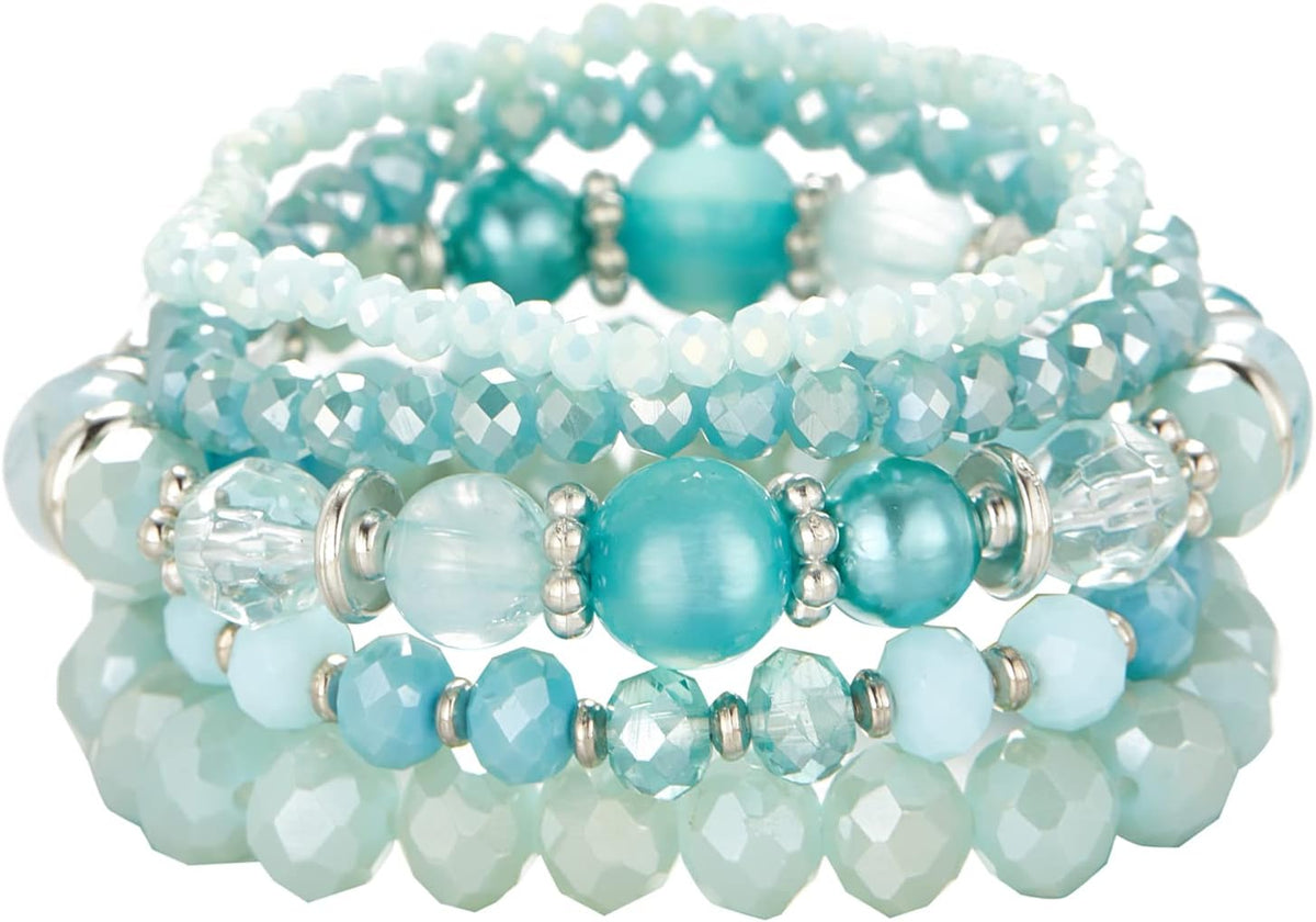 Noessla Beaded Boho Stretch Bracelet Colorful Stackable Crystal Beads Bracelets Trendy Costume Jewelry Mothers Day Gifts for Women