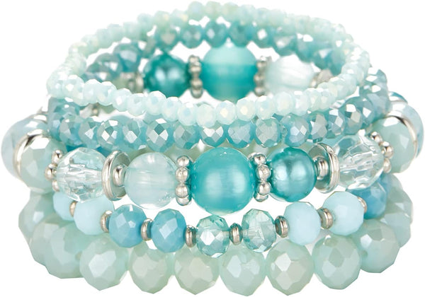 Noessla Beaded Boho Stretch Bracelet Colorful Stackable Crystal Beads Bracelets Trendy Costume Jewelry Mothers Day Gifts for Women