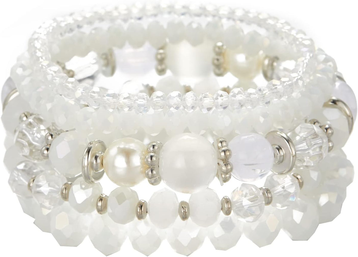 Noessla Beaded Boho Stretch Bracelet Colorful Stackable Crystal Beads Bracelets Trendy Costume Jewelry Mothers Day Gifts for Women