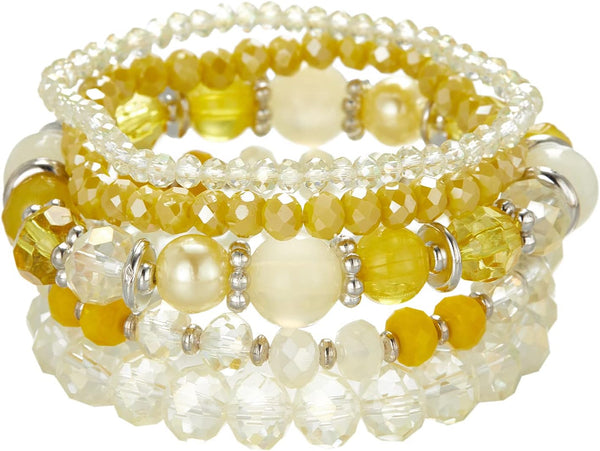Noessla Beaded Boho Stretch Bracelet Colorful Stackable Crystal Beads Bracelets Trendy Costume Jewelry Mothers Day Gifts for Women