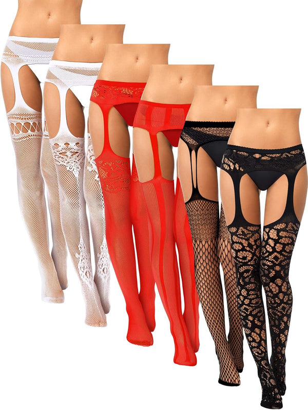 Fishnet Thigh-High Stockings – 6 Pairs Plus Size