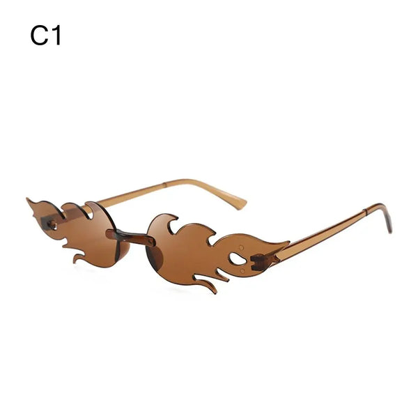 Rimless Fire Flame Party Sunglasses – UV400