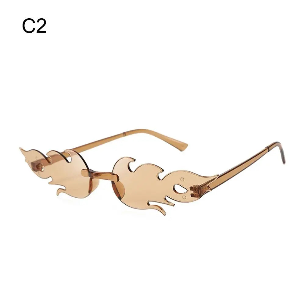 Rimless Fire Flame Party Sunglasses – UV400