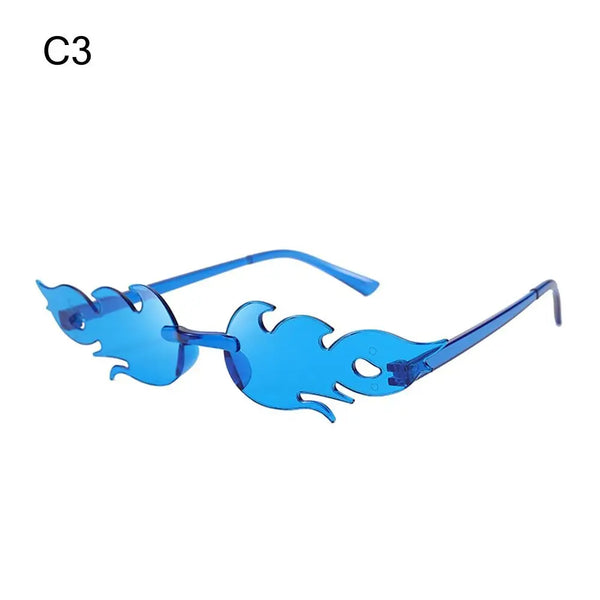 Rimless Fire Flame Party Sunglasses – UV400