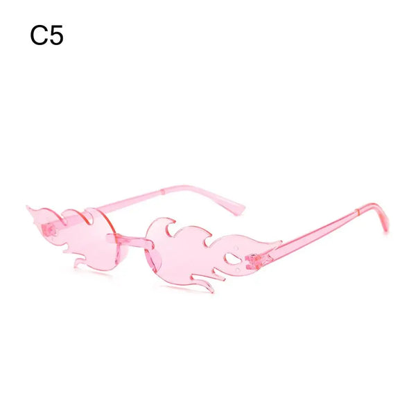 Rimless Fire Flame Party Sunglasses – UV400
