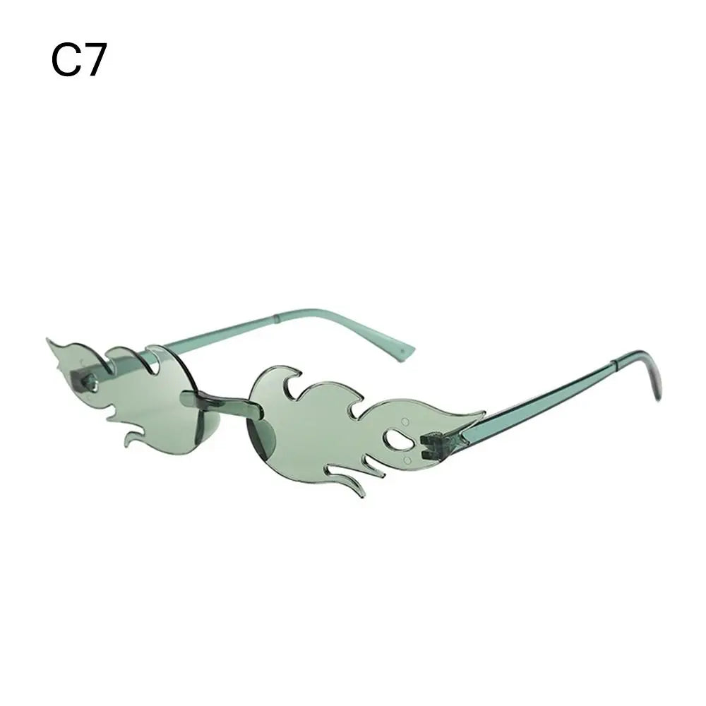 Rimless Fire Flame Party Sunglasses – UV400