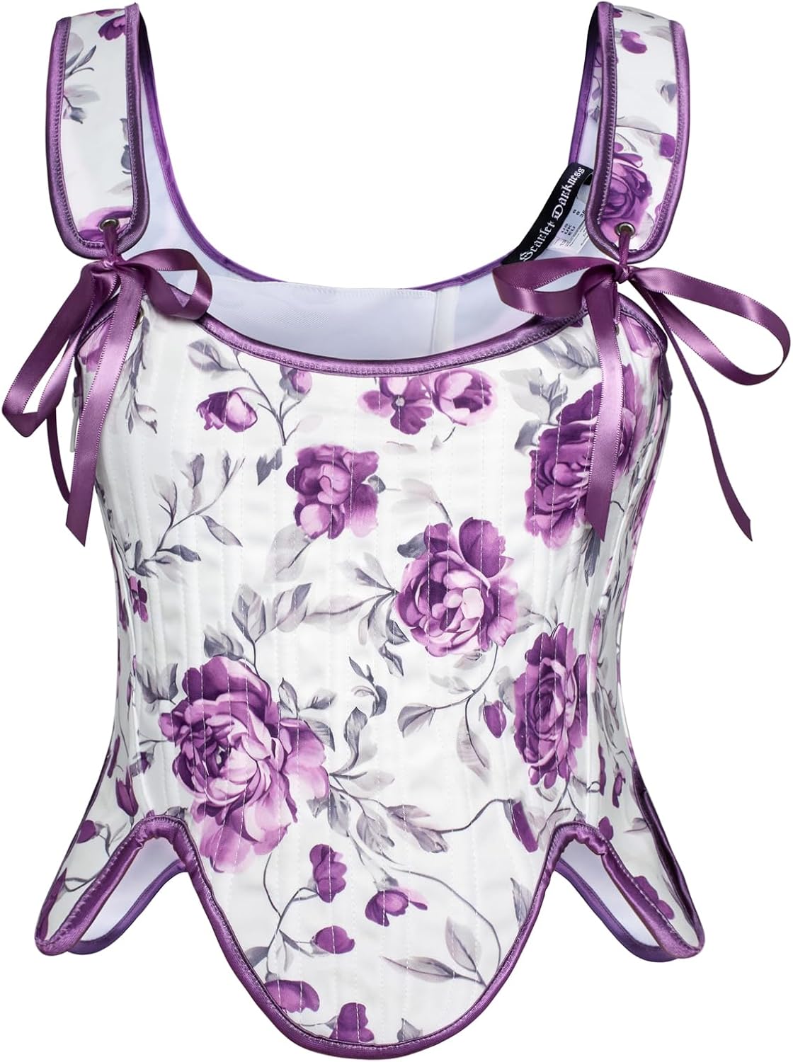 Renaissance Floral Lace-Up Bustier with Zipper
