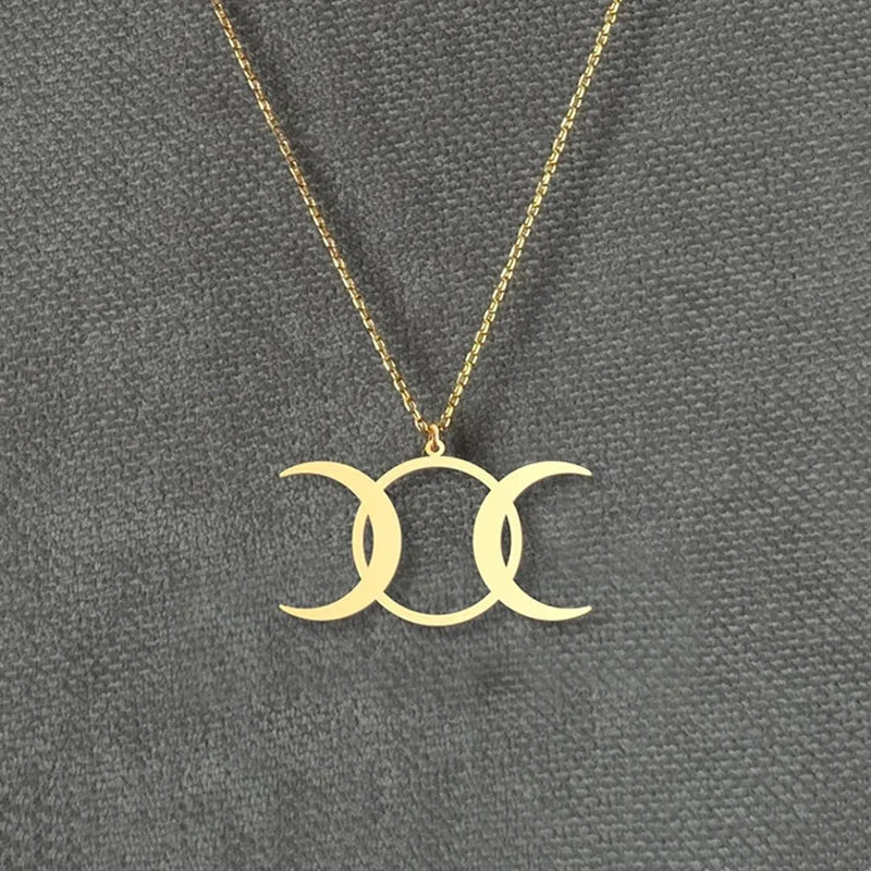 Triple Moon Goddess Necklace - Lunar Phase Jewelry