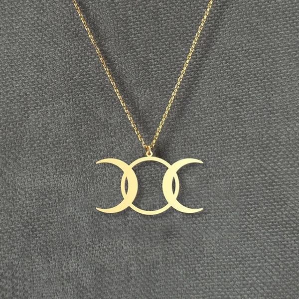 Triple Moon Goddess Necklace - Lunar Phase Jewelry