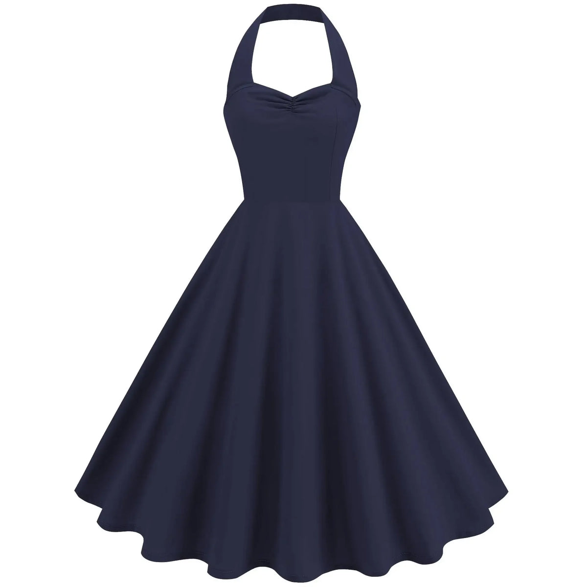 Vintage Swing Dress - Halter Neck Sleeveless Backless - 1950s Rockabilly Pin-Up Style Main image
