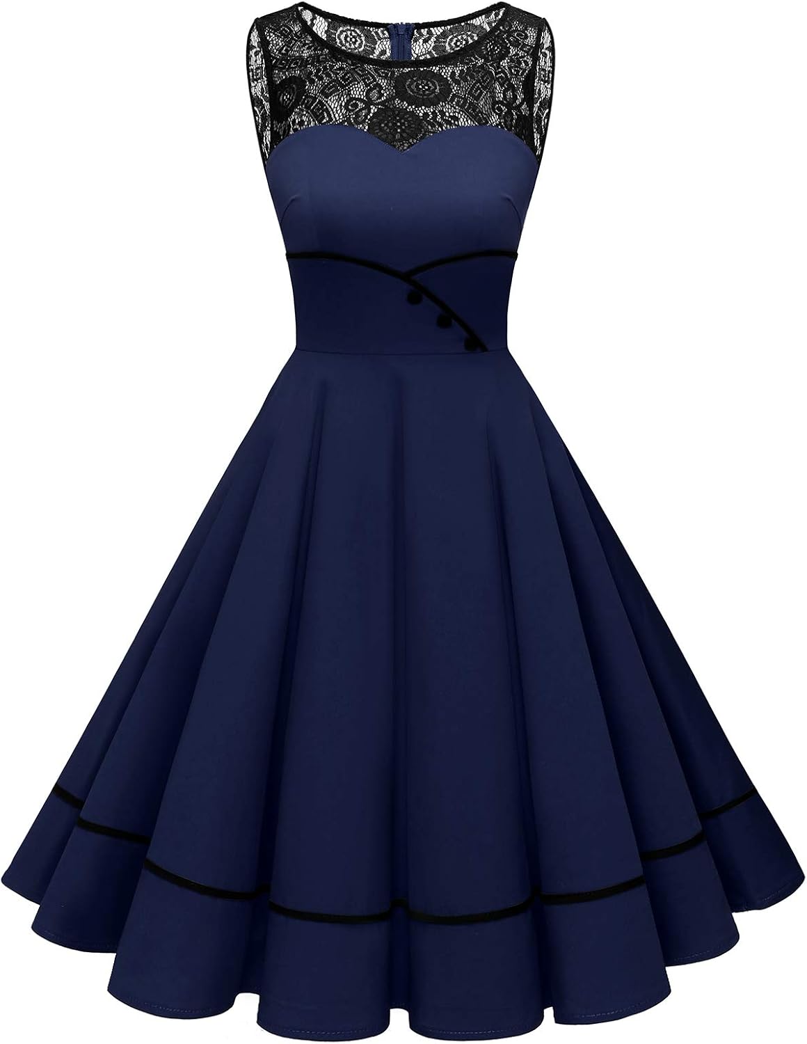 Floral Vintage Swing Dress - Sleeveless - 1950s Rockabilly Pin-Up Style