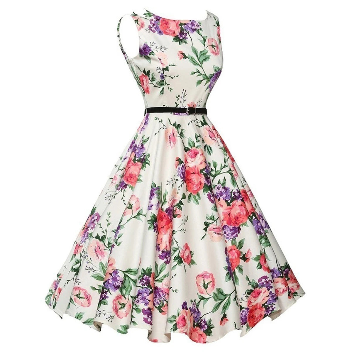 Summer Vestidos Dress Clothing Floral Robe Swing Casual Rockabilly Dresses