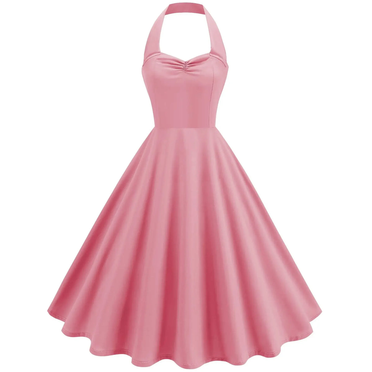 Vintage Swing Dress - Halter Neck Sleeveless Backless - 1950s Rockabilly Pin-Up Style