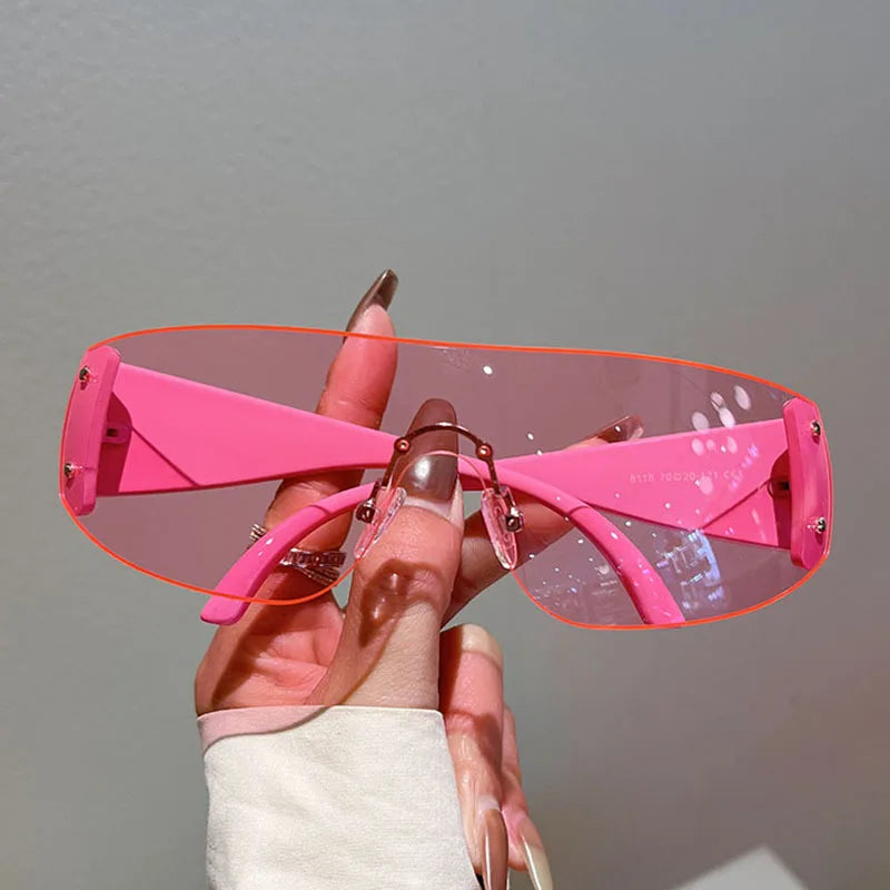 Rimless Rivet One-Piece Y2K Steampunk Sunglasses