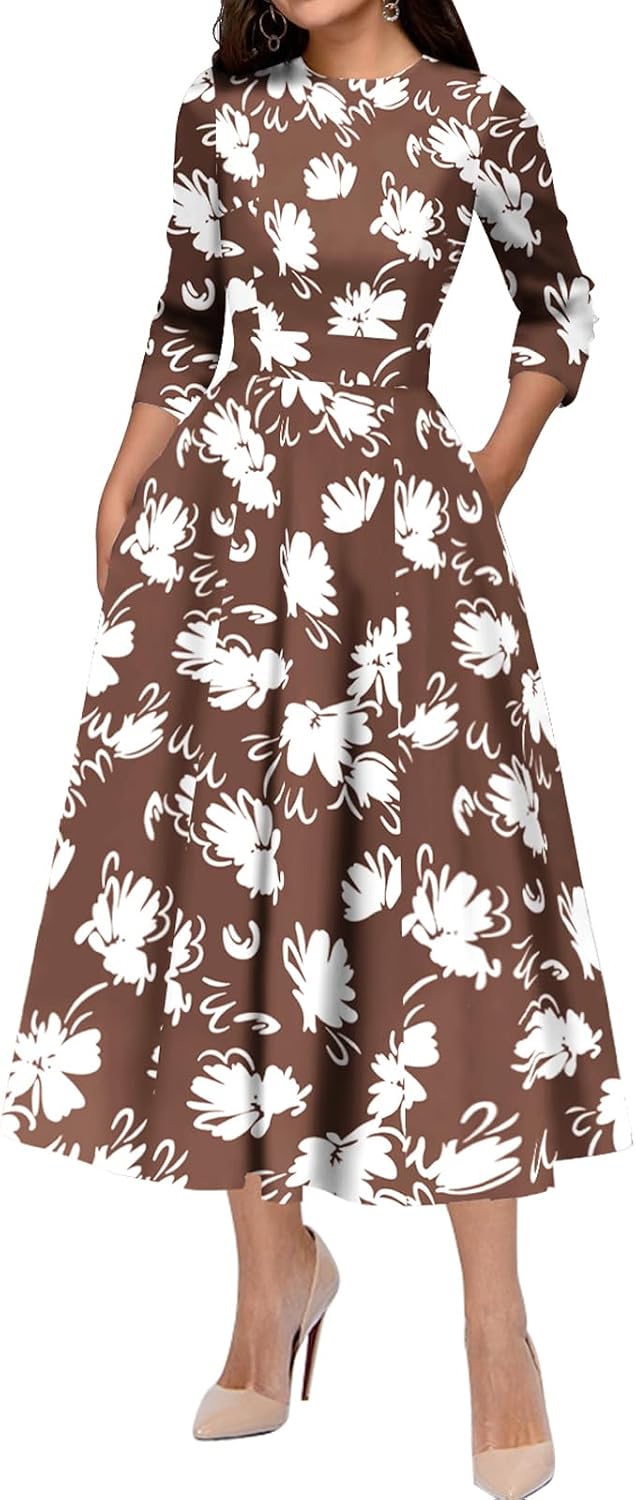 Simple Flavor Women's Vintage 1950s Cocktail Midi Dress