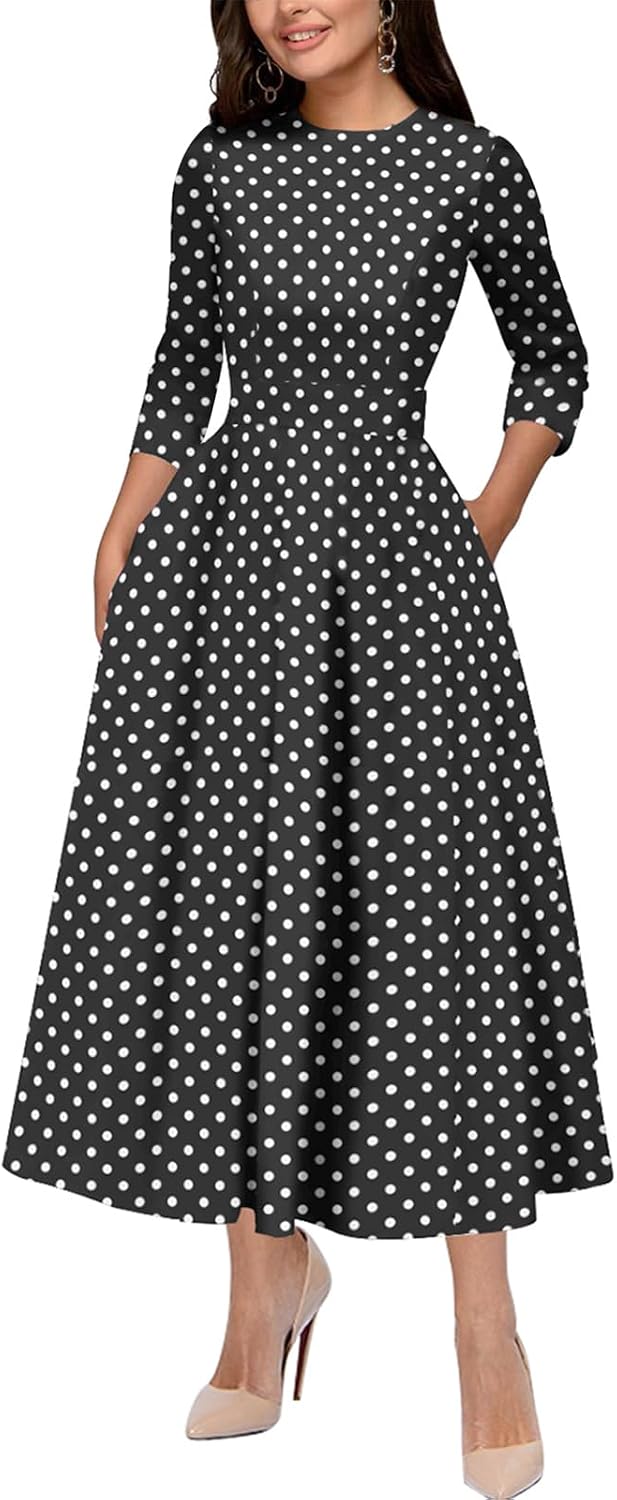 Simple Flavor Women's Vintage 1950s Cocktail Midi Dress